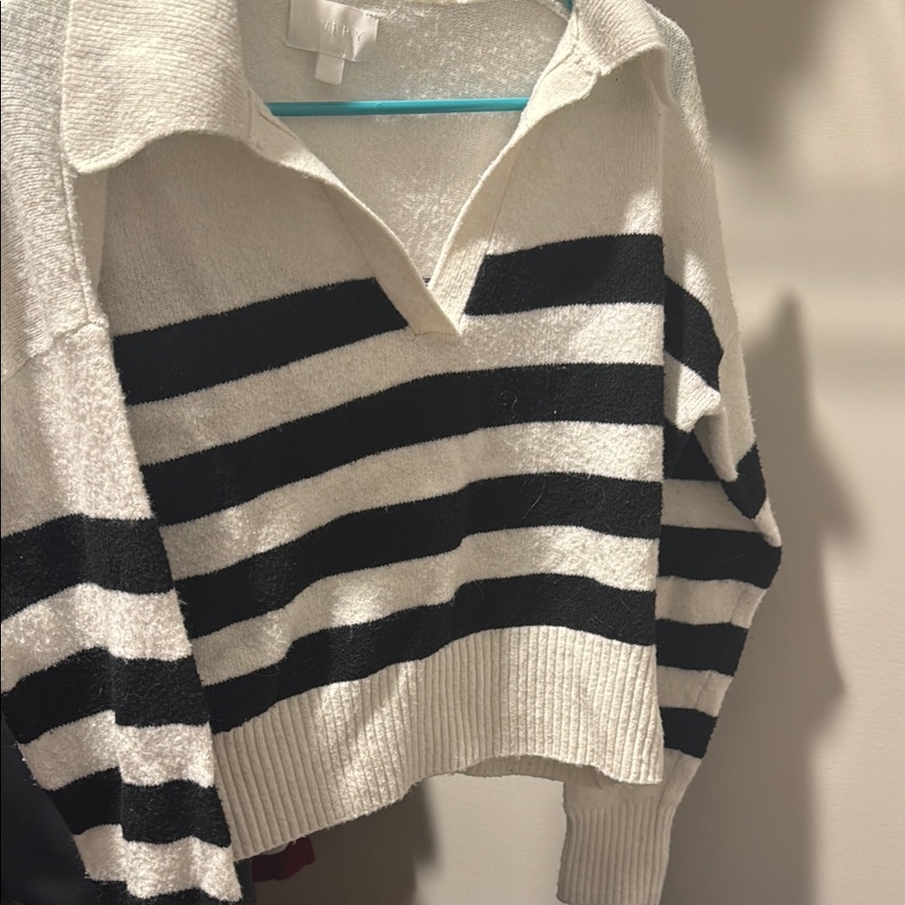 Striped Black and  off White Sweater
